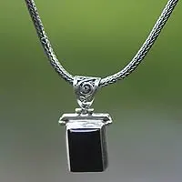 Gargantilla de ónix, 'Guía de sueños' - Collar colgante de plata de ley de ónix 