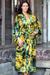 Women's batik robe, 'Golden Firebirds' - Women's Batik Patterned Robe thumbail