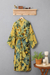 Women's batik robe, 'Golden Firebirds' - Women's Batik Patterned Robe