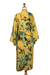 Women's batik robe, 'Golden Firebirds' - Women's Batik Patterned Robe (image 2c) thumbail