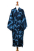 Women's batik robe, 'Sea of Shadows' - Women's Blue Batik Patterned Robe thumbail