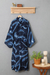 Women's batik robe, 'Sea of Shadows' - Women's Blue Batik Patterned Robe