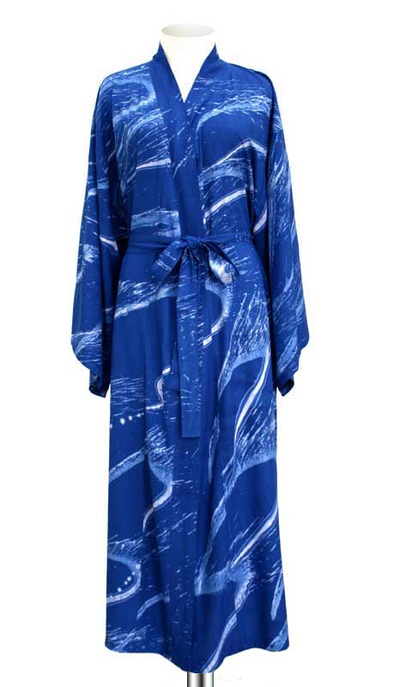 Women's batik robe, 'Sea of Sapphire' - Women's Batik Patterned Robe