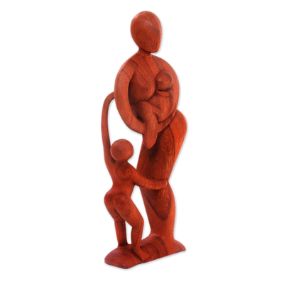 Escultura de madera - Escultura tallada a mano de madre e hijo