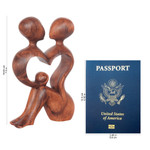 Wood sculpture, 'A Heart Shared by Two' - Romantic Wood Sculpture