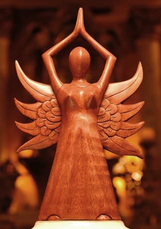 Wood sculpture, 'Angel Divine' - Wood Sculpture Handmade in Indonesia