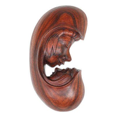 Holzwandpaneel „Mutter, Kind und Mond“ - Wandpaneel aus Holz