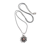 Garnet necklace, 'Sacred Red Lotus' - Floral Sterling Silver Garnet Pendant Necklace