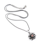 Garnet necklace, 'Sacred Red Lotus' - Floral Sterling Silver Garnet Pendant Necklace