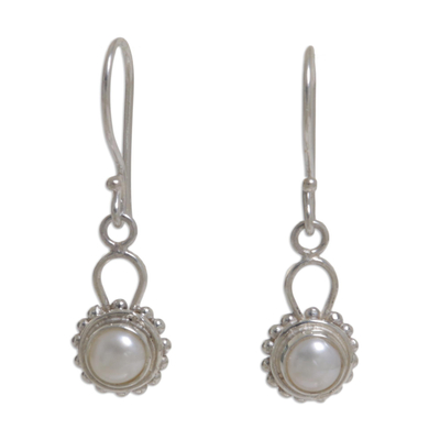Pearl dangle earrings, 'Silver Moonlight' - Sterling Silver Pearl Dangle Earrings