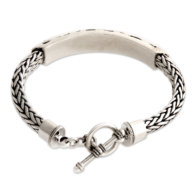 Sterling silver pendant bracelet, 'Mystic Symbols' - Artisanmade Sterling Silver Pendant Bracelet