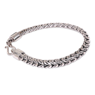 Sterling silver braided bracelet, 'Java Temptation' - Handmade Sterling Silver Chain Bracelet