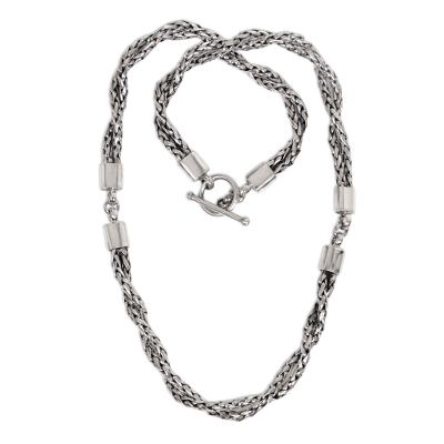 Sterling silver chain necklace, 'Cosmic Paths' - Sterling Silver Chain Necklace