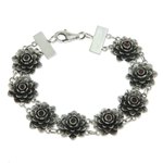 Garnet flower bracelet, 'Sacred Red Lotus' - Garnet flower bracelet