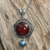 Carnelian and pearl pendant necklace, 'Eloquence' - Carnelian Sterling Silver Pendant Necklace (image 2c) thumbail