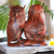 Wood statuette, 'Owl Couple' - Hand Made Wood Bird Sculpture (image 2) thumbail