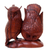Wood statuette, 'Owl Couple' - Hand Made Wood Bird Sculpture thumbail