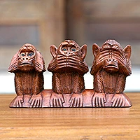 Wood statuette, 'Three Wise Monkeys'