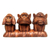 Wood statuette, 'Three Wise Monkeys' - Wood Sculpture from Indonesia thumbail