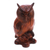 Wood statuette, 'Crested Owl' - Fair Trade Wood Bird Sculpture thumbail