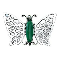 Agate brooch pin, 'Balinese Butterfly' - Agate brooch pin