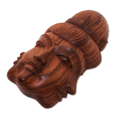 Wood mask, 'Radiant Trinity' - Cultural Wood Mask from Indonesia