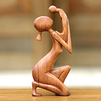 Wood sculpture, 'Moment of Tenderness'