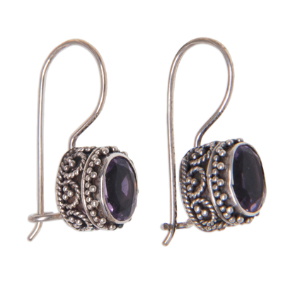 Amethyst drop earrings, 'Purple Spell' - Sterling Silver Amethyst Drop Earrings