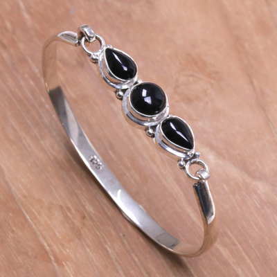 Onyx bangle bracelet, 'Vision of Loveliness' - Onyx bangle bracelet
