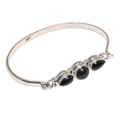 Onyx bangle bracelet, 'Vision of Loveliness' - Onyx bangle bracelet