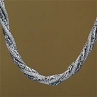 Sterling silver necklace, 'Weave of Life'