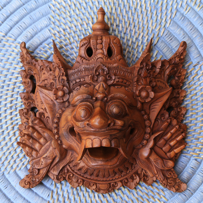 Máscara de madera, 'Rahwana, Rey de Alengka' - Máscara balinesa de madera tallada que representa a Alengka Rey de Alengka