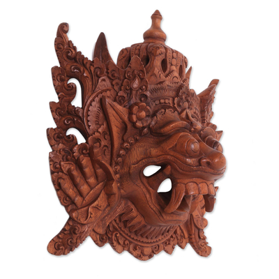 Máscara de madera, 'Rahwana, Rey de Alengka' - Máscara balinesa de madera tallada que representa a Alengka Rey de Alengka