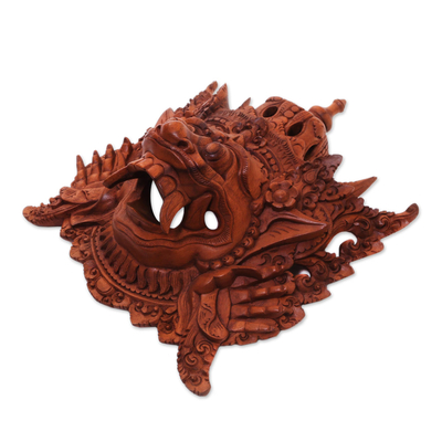 Holzmaske, „Rahwana, König von Alengka“ - Balinesische geschnitzte Holzmaske mit Darstellung des Alengka-Königs von Alengka