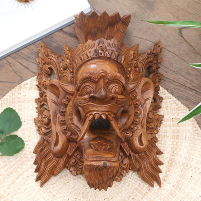 Wood mask, 'Judge of the Netherworld' - Fair Trade Balinese Cultural Hand Carved Wood Mask