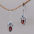 Garnet and blue topaz dangle earrings, 'Fire and Ice' - Garnet Sterling Silver Dangle Earrings (image 2) thumbail