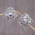 Amethyst button earrings, 'Mystical Flower' - Amethyst button earrings (image 2) thumbail