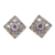 Amethyst button earrings, 'Mystical Flower' - Amethyst button earrings (image 2a) thumbail