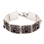 Amethyst bracelet, 'Mystical Flower' - Amethyst bracelet