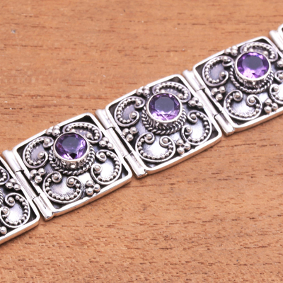 Amethyst bracelet, 'Mystical Flower' - Amethyst bracelet