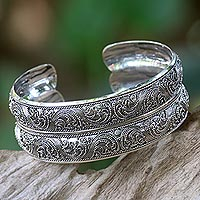Sterling silver cuff bracelet, 'Double Imperial' - Handmade Sterling Silver Cuff Bracelet