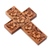 Wood cross, 'Hibiscus' - Wood Cross Sculpture with Hand Carved Hibiscus Flowers (image 2d) thumbail