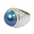 Cultured pearl solitaire ring, 'Blue Moon' - Sterling Silver and Pearl Domed Ring (image 2a) thumbail