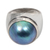 Cultured pearl solitaire ring, 'Blue Moon' - Sterling Silver and Pearl Domed Ring (image 2c) thumbail