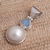 Cultured pearl and opal pendant, 'Eclipse of White' - Cultured pearl and opal pendant
