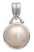Cultured pearl pendant, 'Peaceful Moon' - Artisan Crafted Sterling Silver and Cultured Pearl Pendant