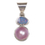 Cultured pearl and opal pendant, 'Rose Eclipse' - Cultured Pearl and Opal Pendant from Indonesia