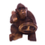 Wood statuette, 'Chimp at the Wheel' - Suar Wood Monkey Sculpture thumbail