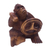 Wood statuette, 'Chimp at the Wheel' - Suar Wood Monkey Sculpture (image 2c) thumbail