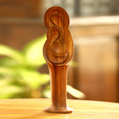 Wood statuette, 'Mary and Jesus' - Religious Christianity Schulpture
